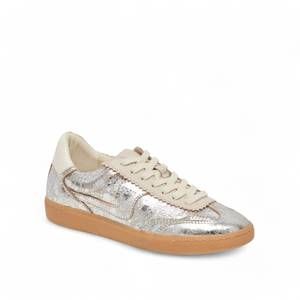 NEW DOLCE VITA Women's Notice Sneakers Silver Distressed Size 8.5